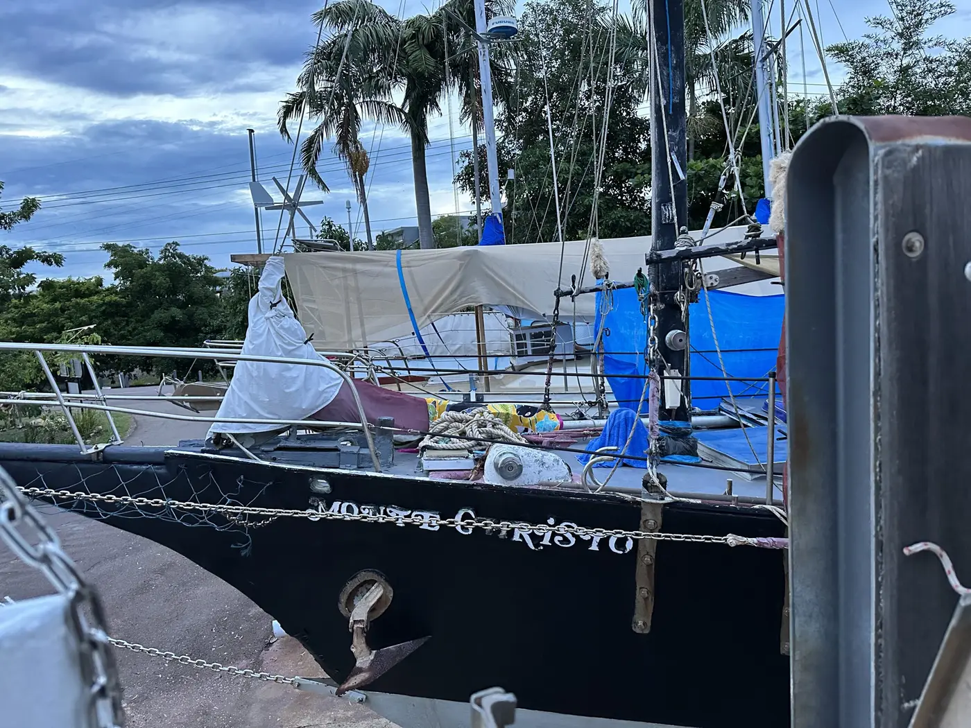 The first sight as the traveller pop the head out of the bedroom – the neighbour’s yacht — Australia.