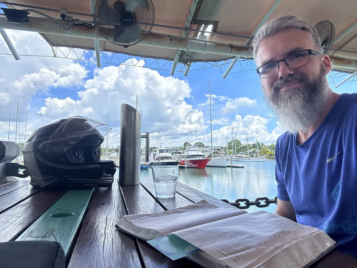 A peaceful morning with an early mango drink followed by a lunch burger and iced coffee — Australia.