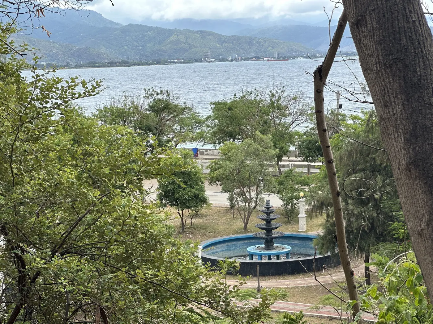 View of courtyard area from part-way up — Timor-Leste.